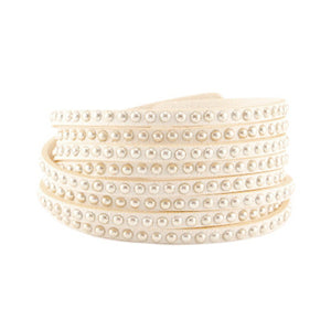 armband imitatie suede beige met studs