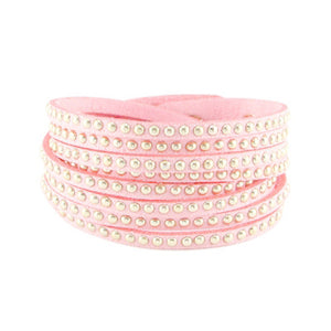 armband imitatie suede roze met studs