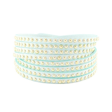 armband imitatie suede turquoise met studs
