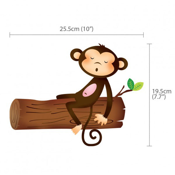 decowall muursticker boom met 5 kleine aapjes