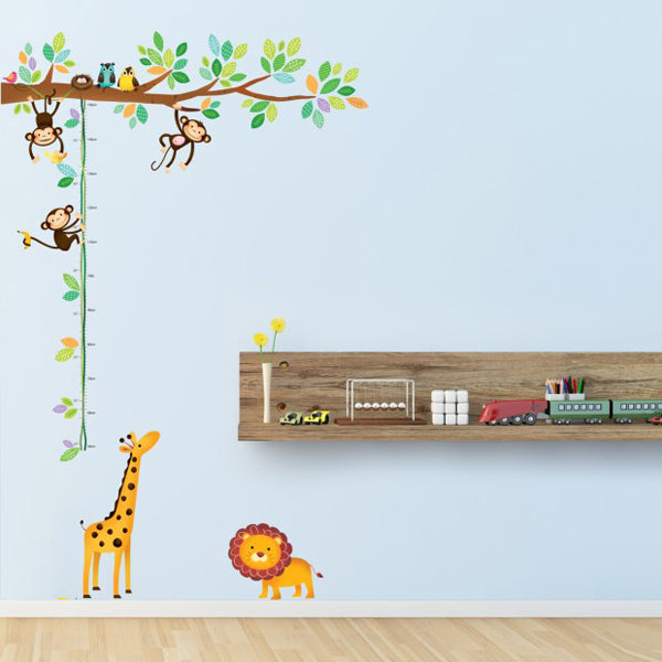 decowall muursticker tak lengtemeter kleine aapjes en dieren