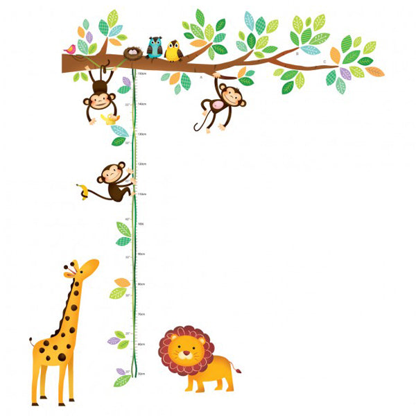 decowall muursticker tak lengtemeter kleine aapjes en dieren