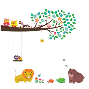 decowall muursticker tak met uiltjes en dieren
