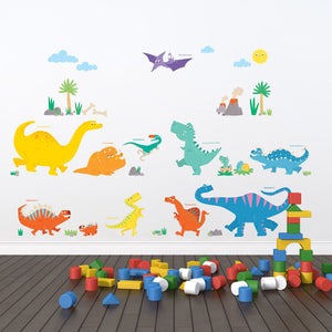 decowall muurstickers kleurrijke dinosaurs