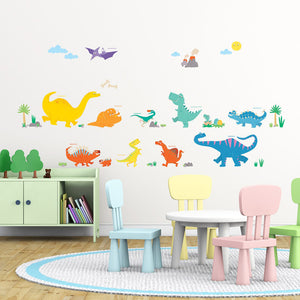 decowall muurstickers kleurrijke dinosaurs