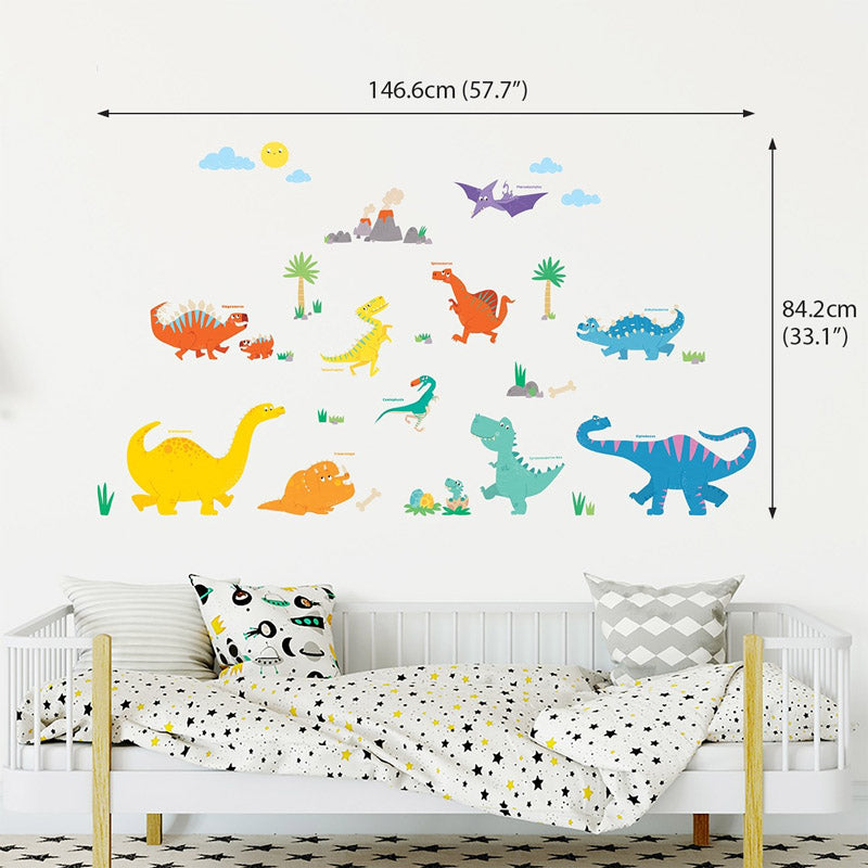 decowall muurstickers kleurrijke dinosaurs