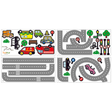 decowall muurstickers road and cars