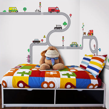 decowall muurstickers road and cars