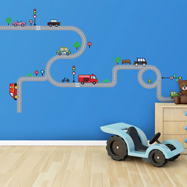 decowall muurstickers road and cars