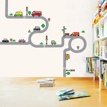 decowall muurstickers road and cars