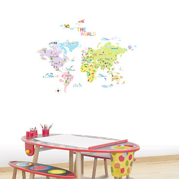 decowall muurstickers wereldkaart