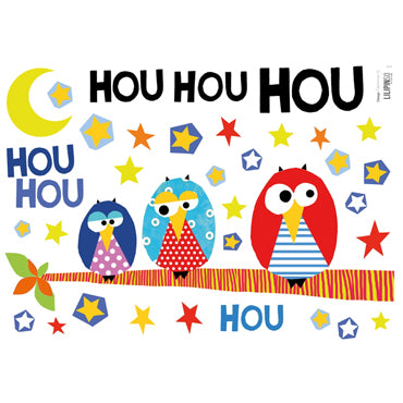 lilipinso muurstickers uilen trio hou hou