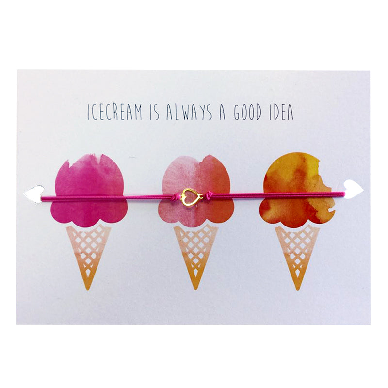 lucies wenskaart armband icecream roze