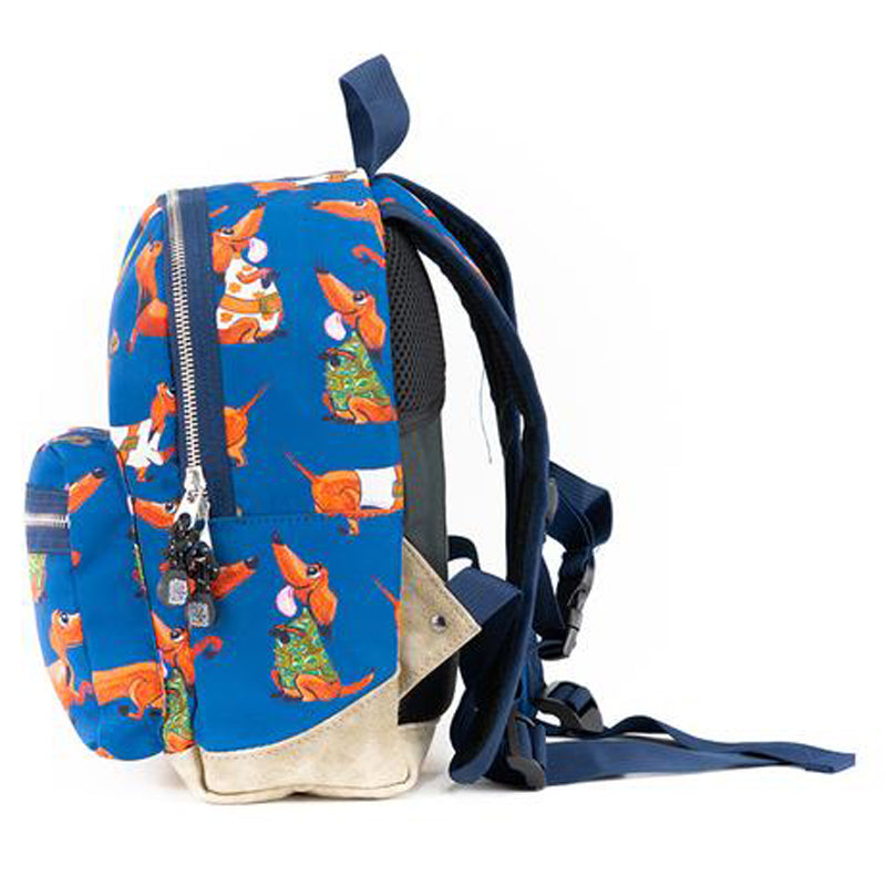 pick & pack kinderrugzak teckels blauw s zijkant