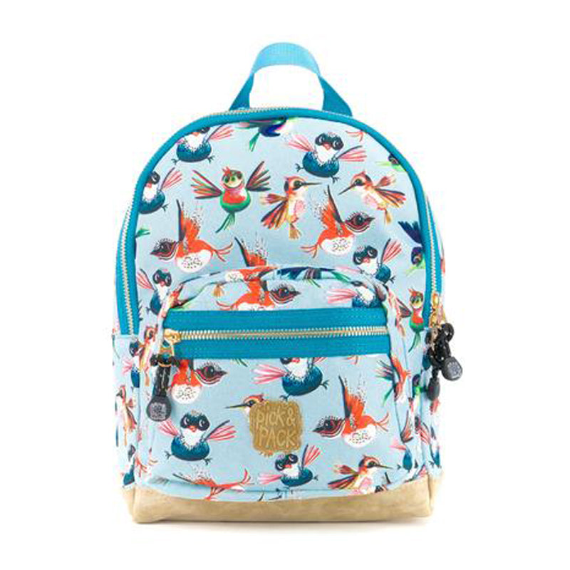 pick & pack kinderrugzak vogels blauw s