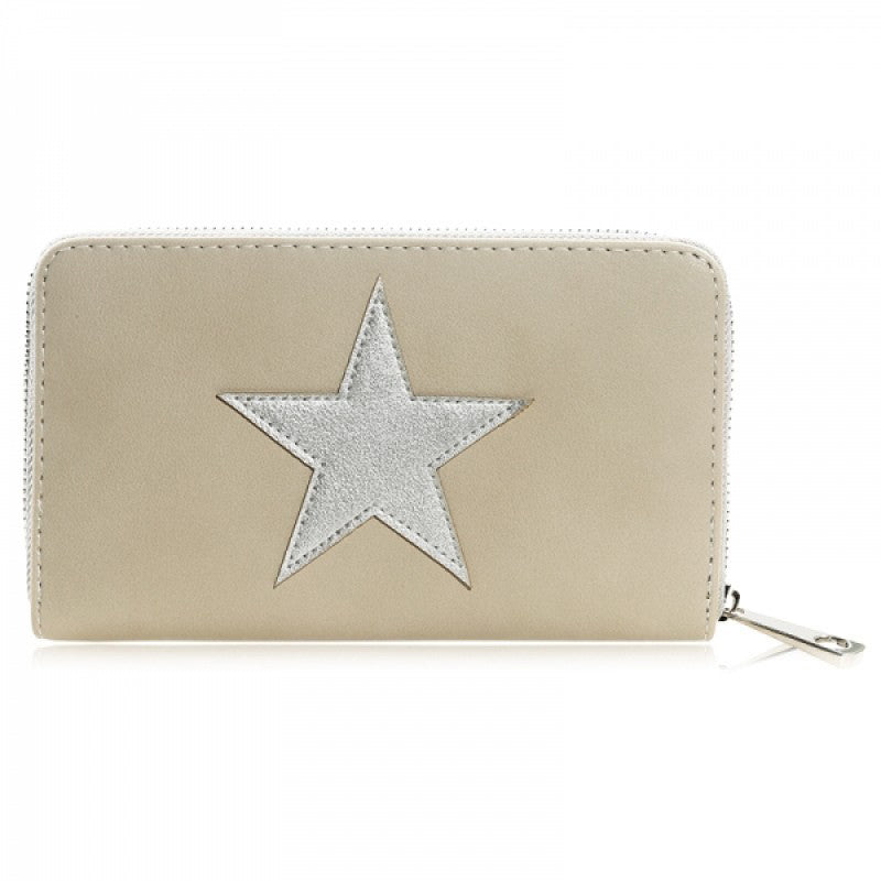 portemonnee star beige met zilveren ster