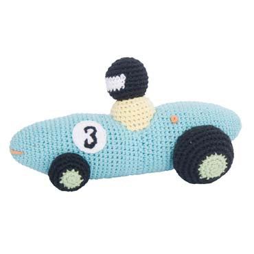 sebra gehaakte racewagen aqua