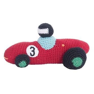 sebra gehaakte racewagen rood